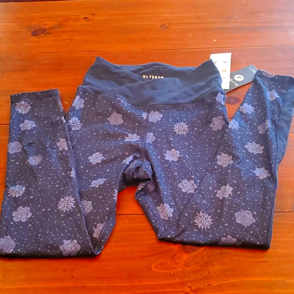 Nwt navy blue flower legging glyder